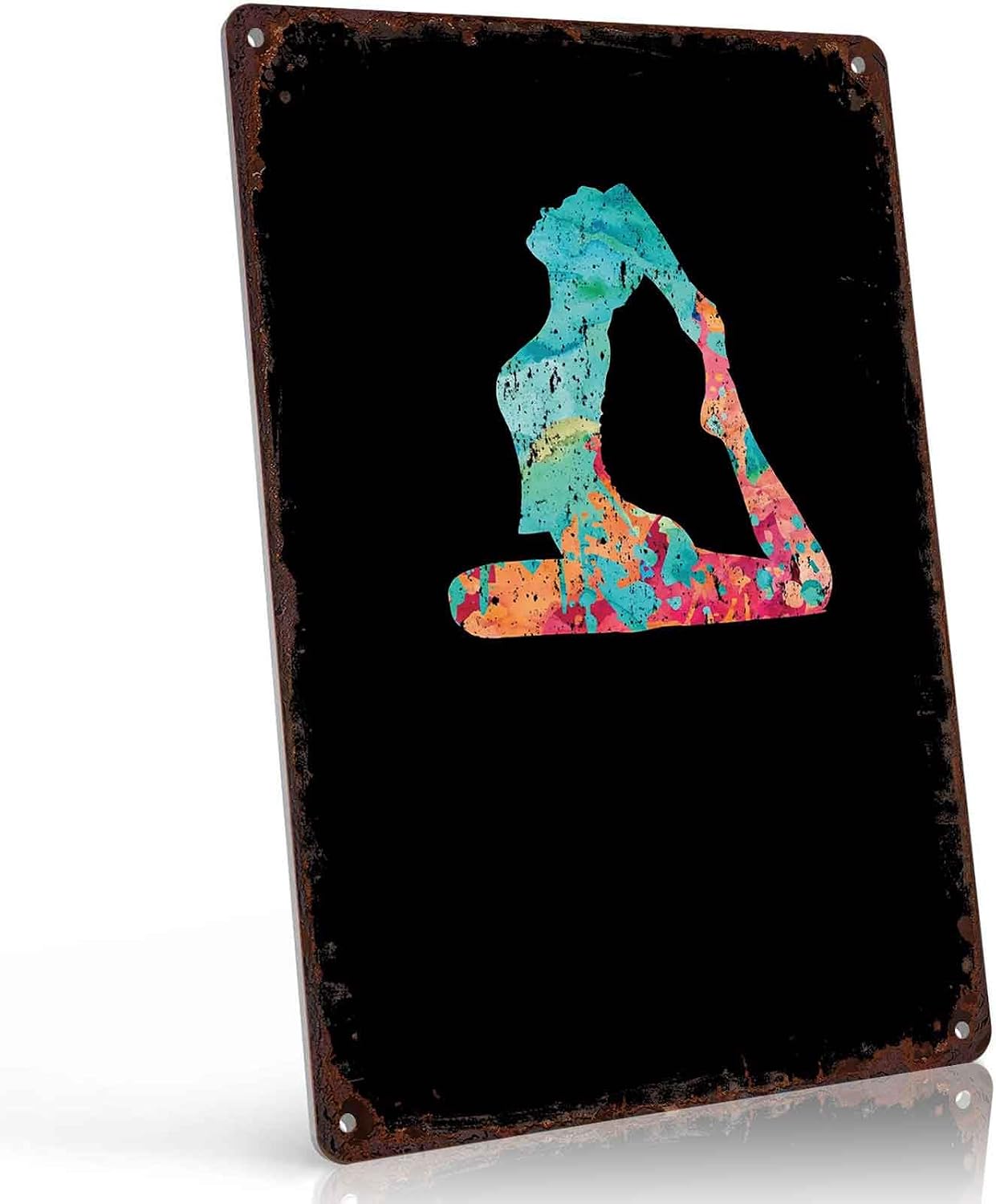 Colorful Yoga Pose Metal Sign 8 x 12 Inch