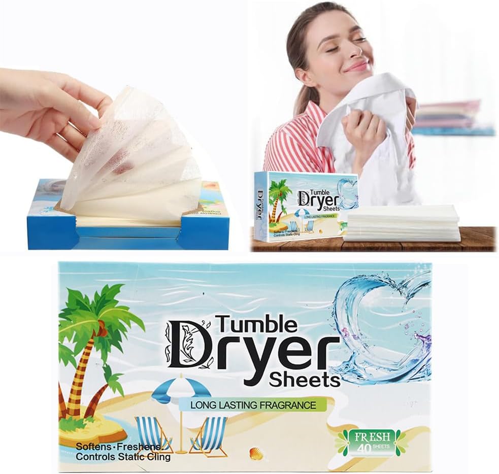 Azonee Dryer Sheets - Clothing Softness Sheet, 5 Box/200 Count Natural Fabric Softener with Plant-Based Formula, Removes Static Cling, Gentle on Clothes - for Soothing(Coconut Fragrance)