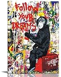 Tribute to art Banksy Monkey Street Graffiti Canvas Print Wall Art Follow Your Dreams Animal Canvas
