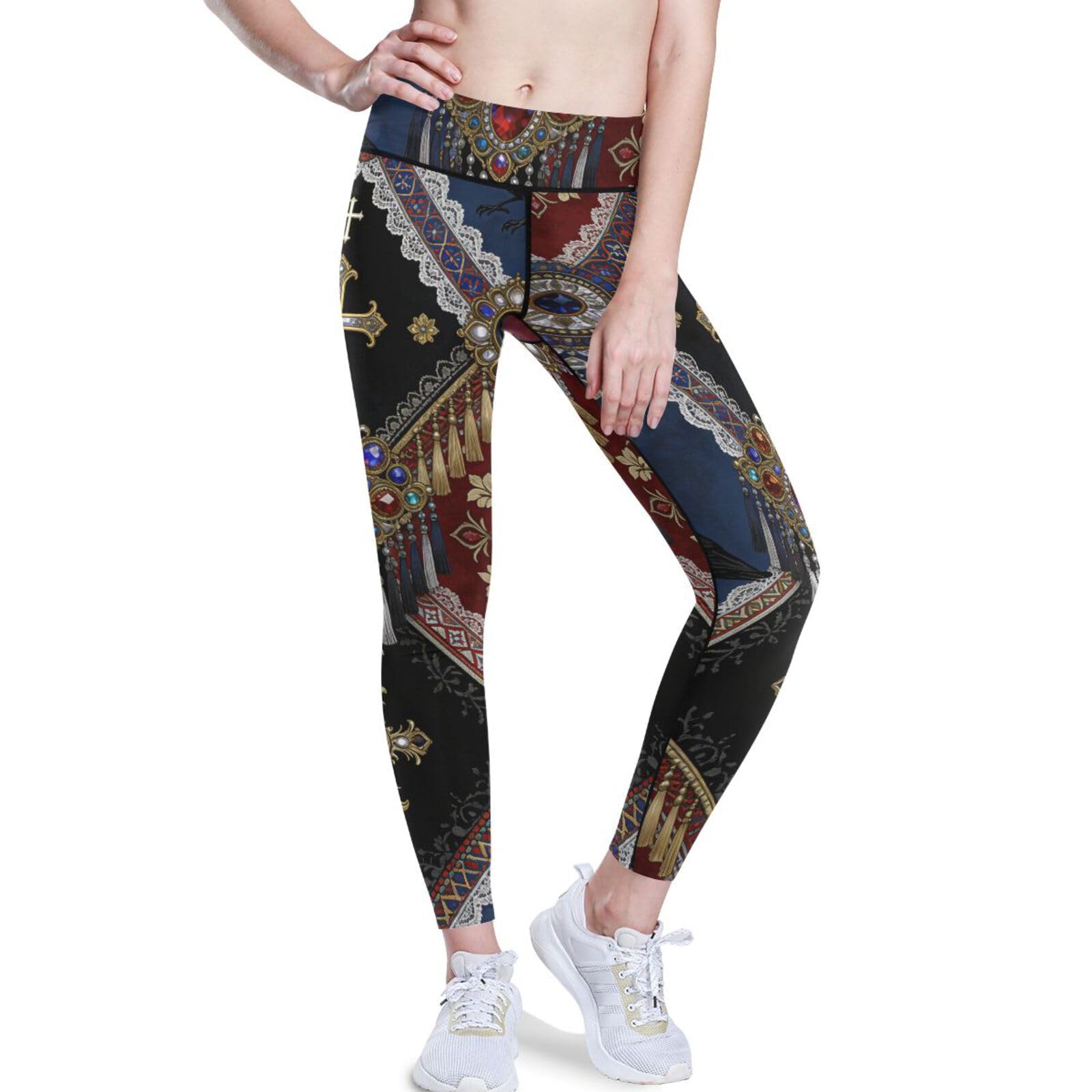 Pantalones de yoga de pierna recta góticos rojos para mujer mallas de compresión XS-XXL 8