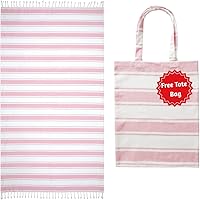 Vista 17 de Folkulture Toalla de playa turca, toalla de playa turca, toallas de playa a rayas de 40 x 72 pulgadas de gran tamaño con bolsa de mano, toallas