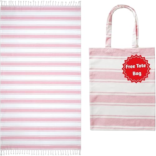 Miniatura 17 de Folkulture Toalla de playa turca, toalla de playa turca, toallas de playa a rayas de 40 x 72 pulgadas de gran tamaño con bolsa de mano, toallas