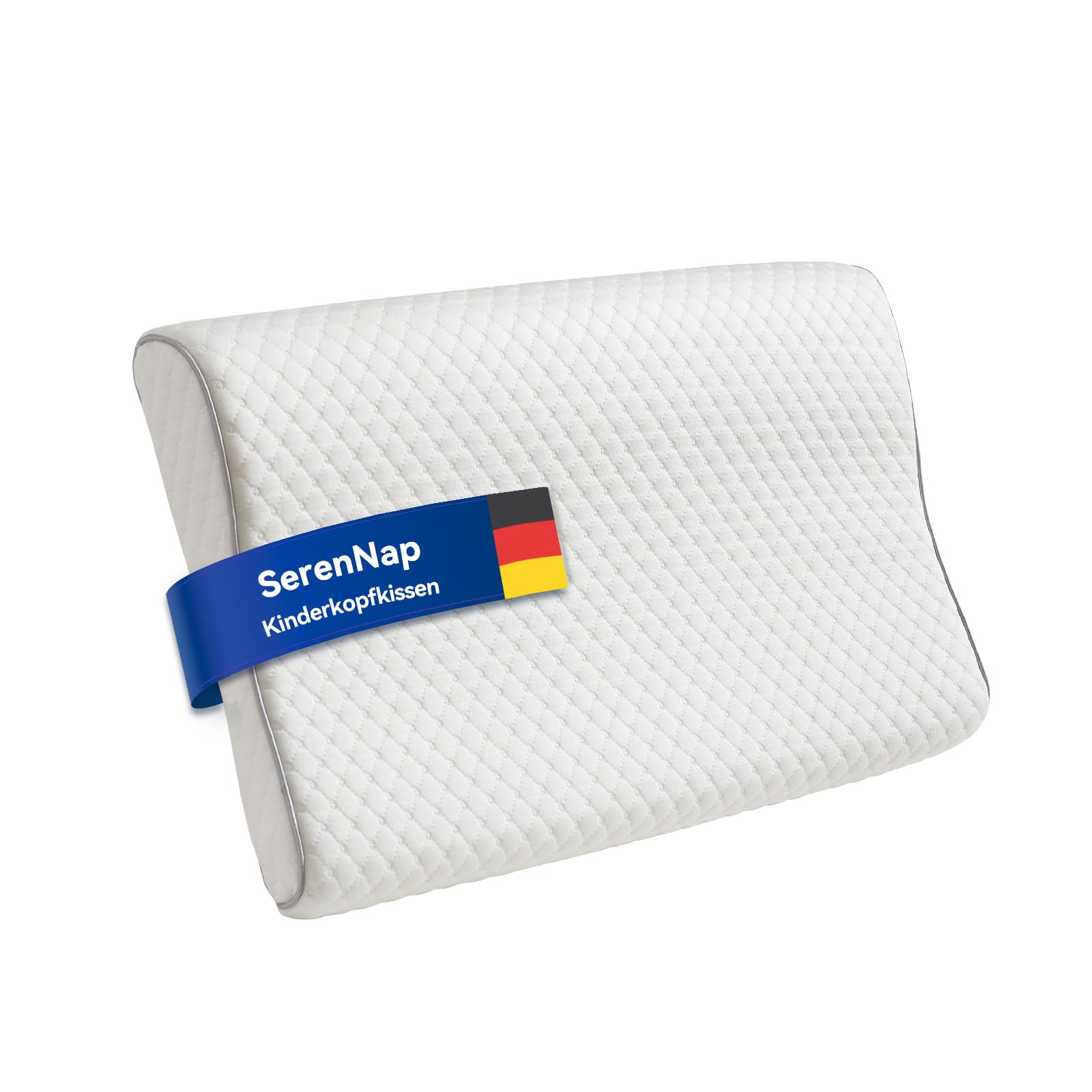 SerenNap Kinder Kissen für 3-10 Jahre Ergonomisches Kissen Memory Schaum Kinderkopfkissen mit Öeko-Tex Baumwollbezug 30x51x4/6cm 2 unterschiedliche Höhen
