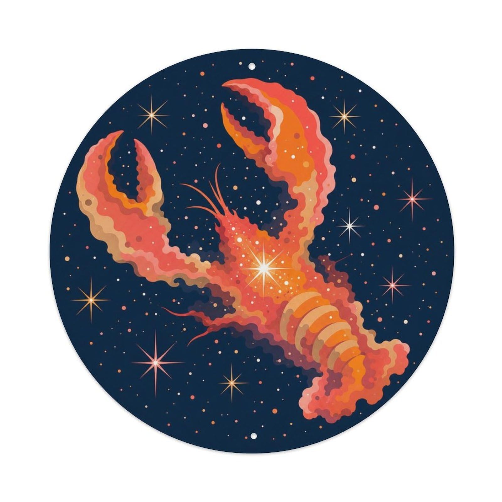 Okngb Style Retro Space Lobster Nebula Starry Sky Observatory Orbit Metal Tin Sign Plaque Wall Decor For Cafe, Man Cave, Club Bar, Office, Home Garden Round Metal Poster 8X8inch