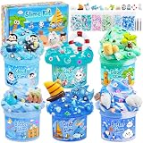 LAWOHO 6er-Pack Blue Ocean Slime, Fluffy Cloud Wolkenschleim, Butter Schleim & Clear Slime-Schleim Set für Kinder mit Add-ins, Geburtstag Weihnachten Ostern Halloween Mädchen & Jungen, Schleim Kinder