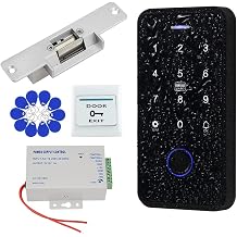 Bluetooth Tuya Door Access Control System Kit IP68 Waterproof NFC RFID Fingerprint Keyboard + NC Fail Safe Electric Strike Locks + DC12V Power Supply + 10pcs 13.56Mz Keyfobs