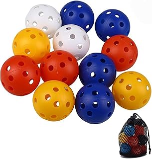 Golf Practice Training Sports Balls 40 Pcs Golf Training Distance Balls With Hole Airflow Golf Colorful Perforated Plastic Balls for Swing Practice, Driving Range,Pets Children Pool Balls Toys