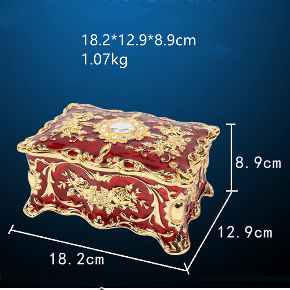 Adorno De Escultura Caja De Almacenamiento De La Pulsera De Los Pendientes del Anillo De La Caja De La Joyería De Múltiples Capas del Diamante del Color del Esmalte del Metal