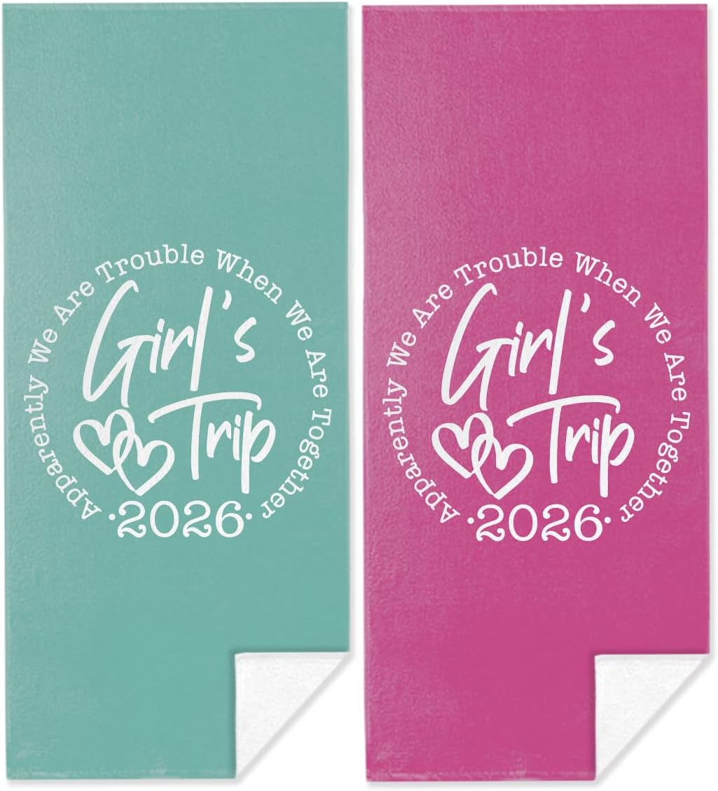 4 Pack Girls Trip Gifts Favors 2026 Beach Towel, Microfiber Oversized Swim Towels Friendship Girls Weekend Gifts for Women Sister Beach Accessories Necessities for Pool Camping Travel 32x71 inch
