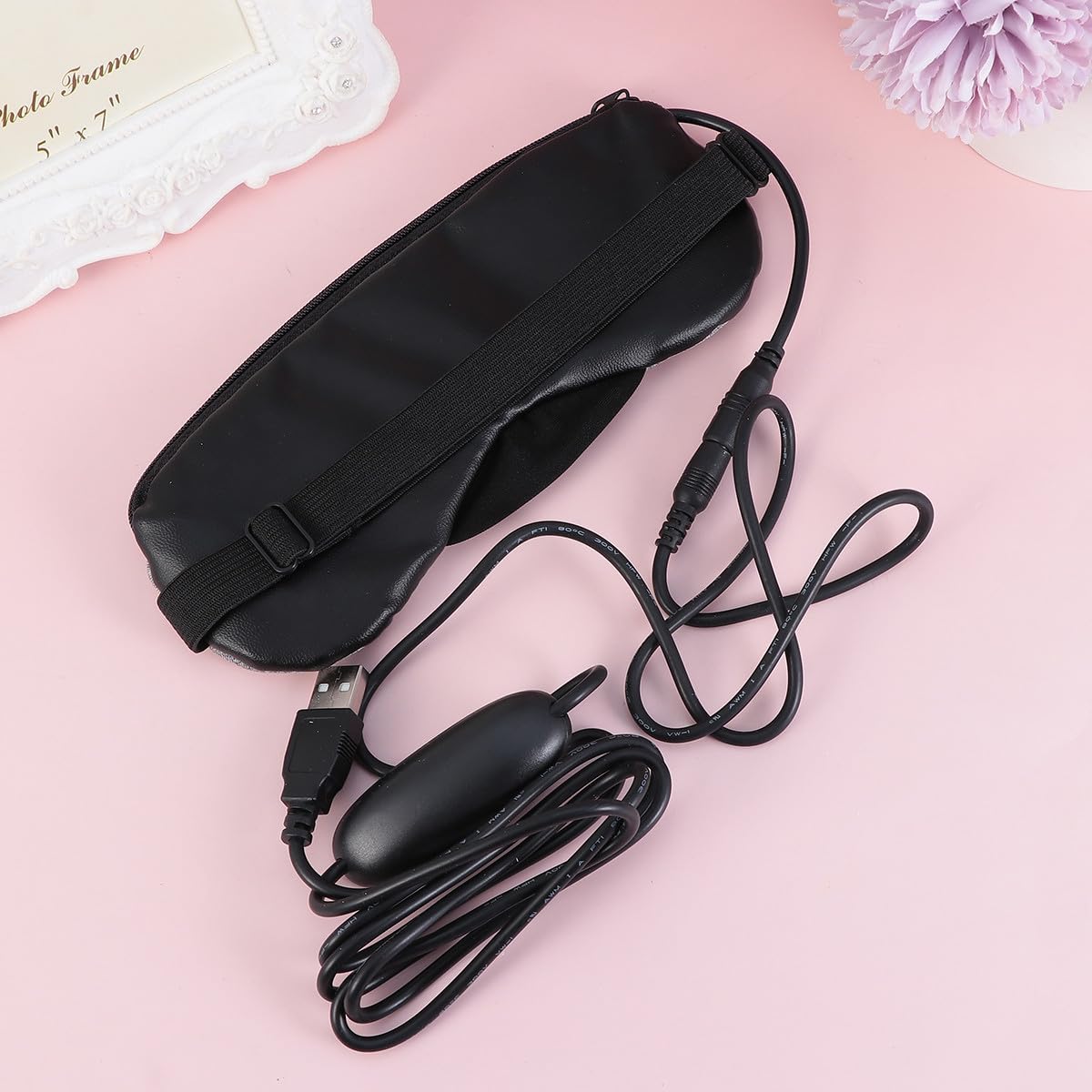 Cabilock Máscara de Vapor para Ojos Recargable USB de Cuero, Antifaz para Dormir Función de Alivio de Cabeza, Adecuado para Uso en Casa y Viajes