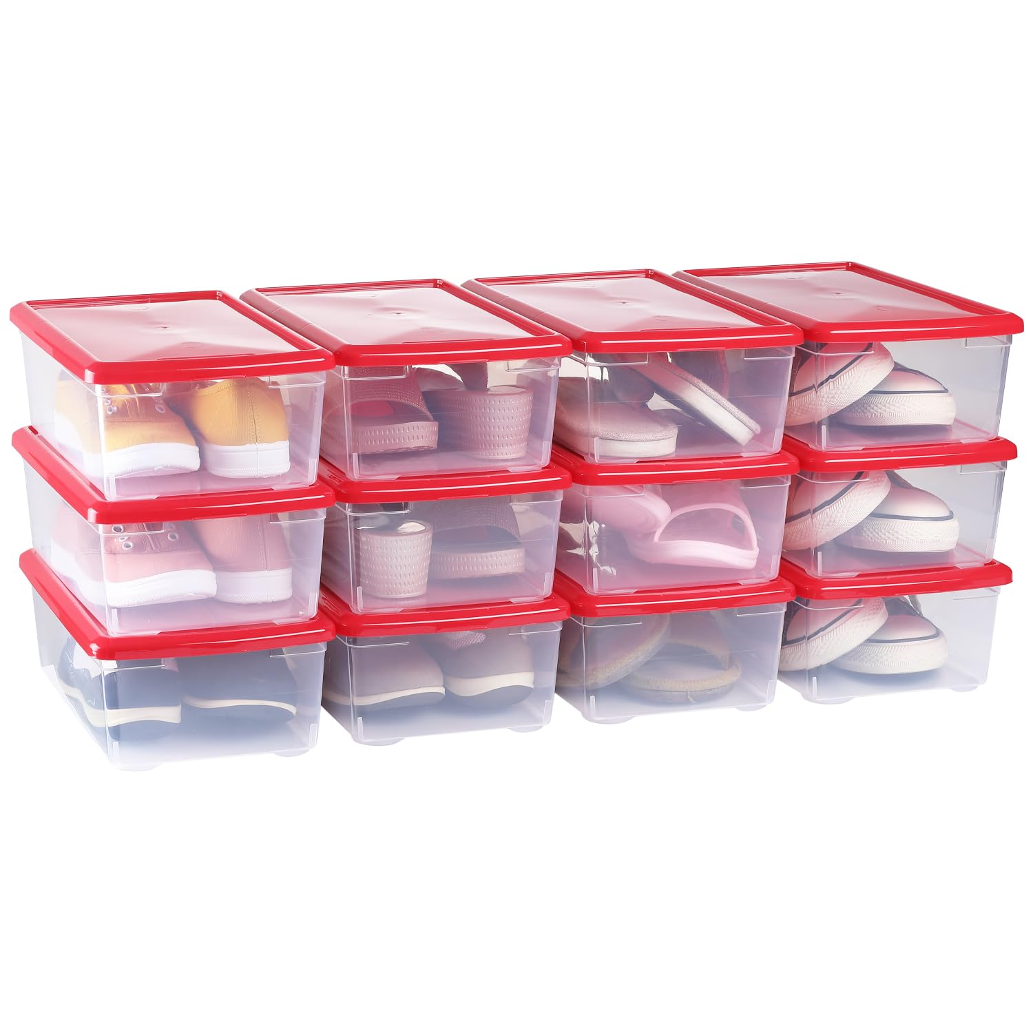 OMNISAFE 6-Pack 12 Quart Clear Plastic Storage Bins With Lids - Stackable, BPA-Free Shoe Box Organizers
