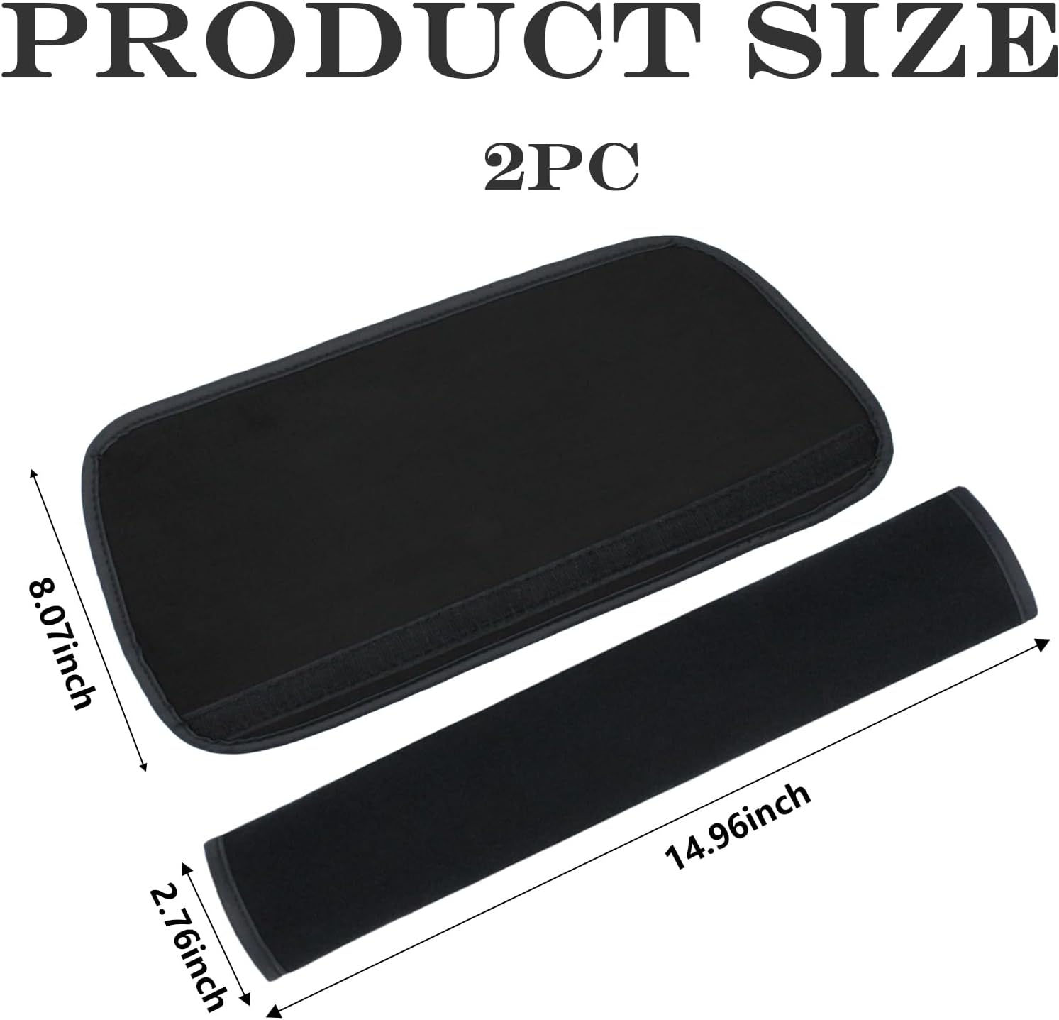 Extended Seat Belt Cover Pad, 2 Pack Soft & Comfortable Universal Seatbelt Covers for Adults and Kids, Fits Car Seat Belts, Armrest, and Backpacks (Black)