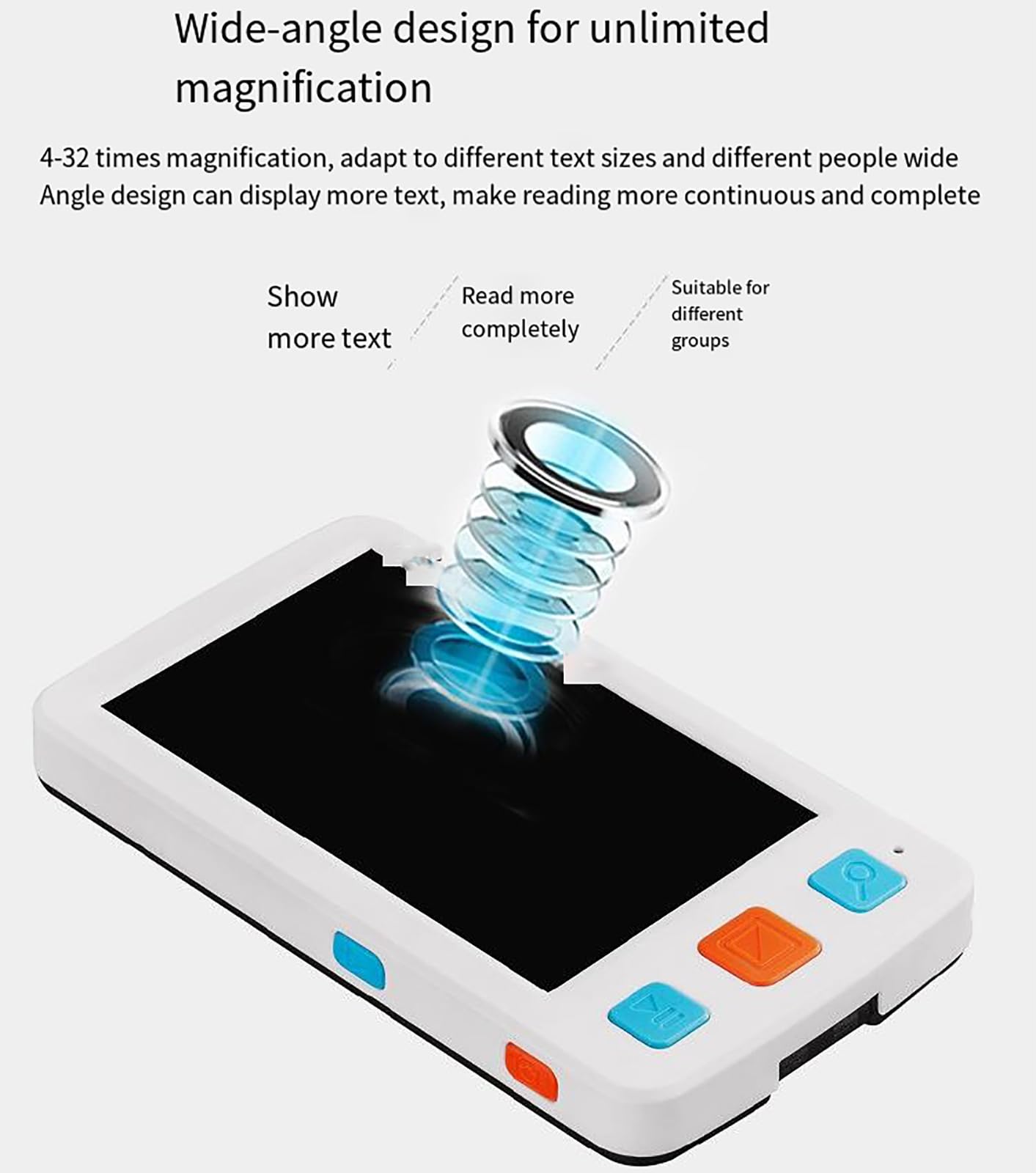 Lupa Digital, Ayuda electrónica de Lectura con Pantalla LCD y Zoom Ajustable para usuarios con discapacidad Visual y Baja visión.