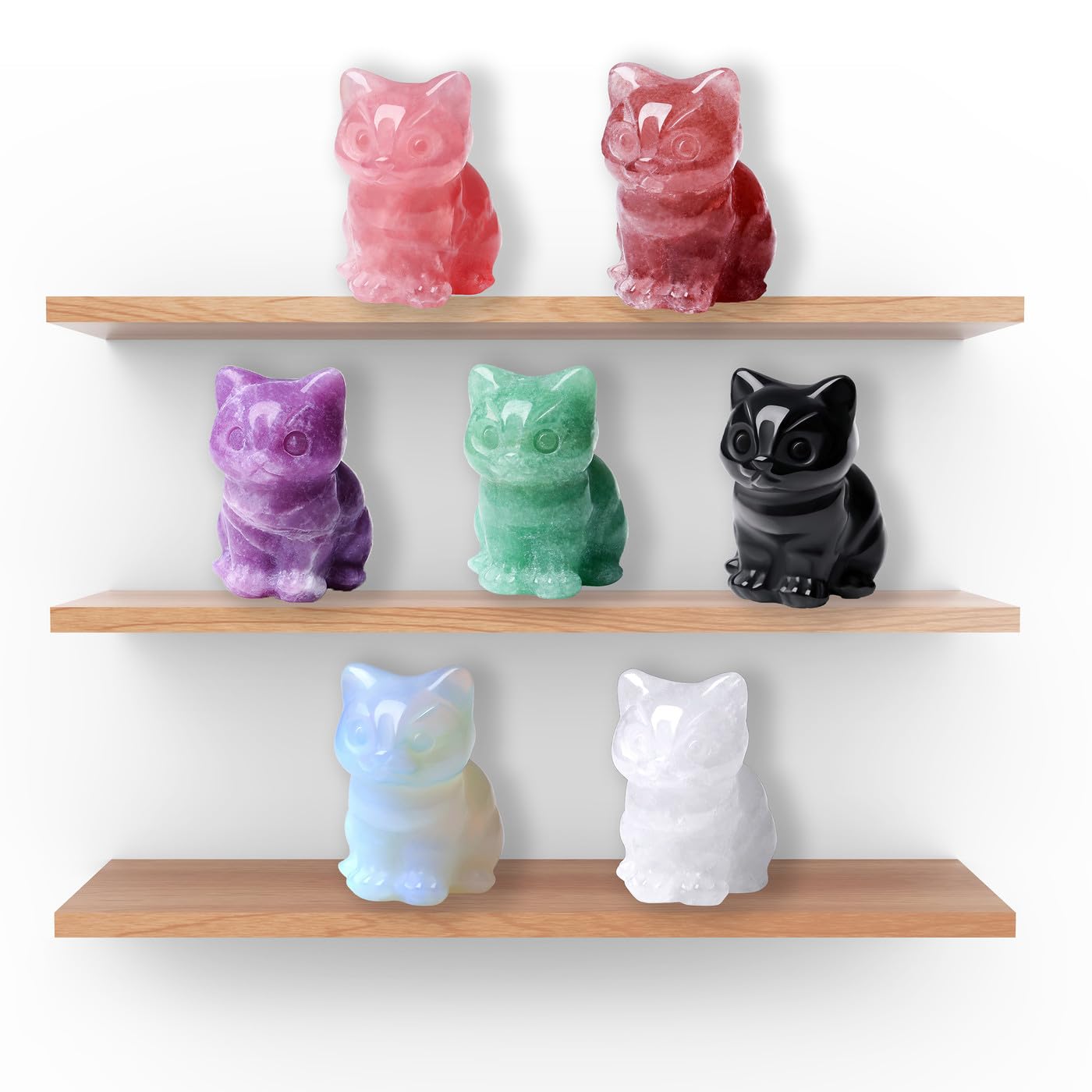 Sahoottie Opalite Cat Ornament,Cute Cat Gifts for Women Kitten Lover Themed Opal Crystal Kitten Ornament for Desk Bedroom Accessories Christmas Birthday Gift - Image 4
