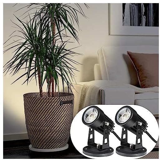 SUNVIE 2 Pack LED Spot Lights Indoor for Plants Uplights Spotlight Lamp Accent Lighting for Indoor Plants Decor 120V Warm White Up Light 5.9 FT Cord with Floor Foot Switch (Base and Stake Included)