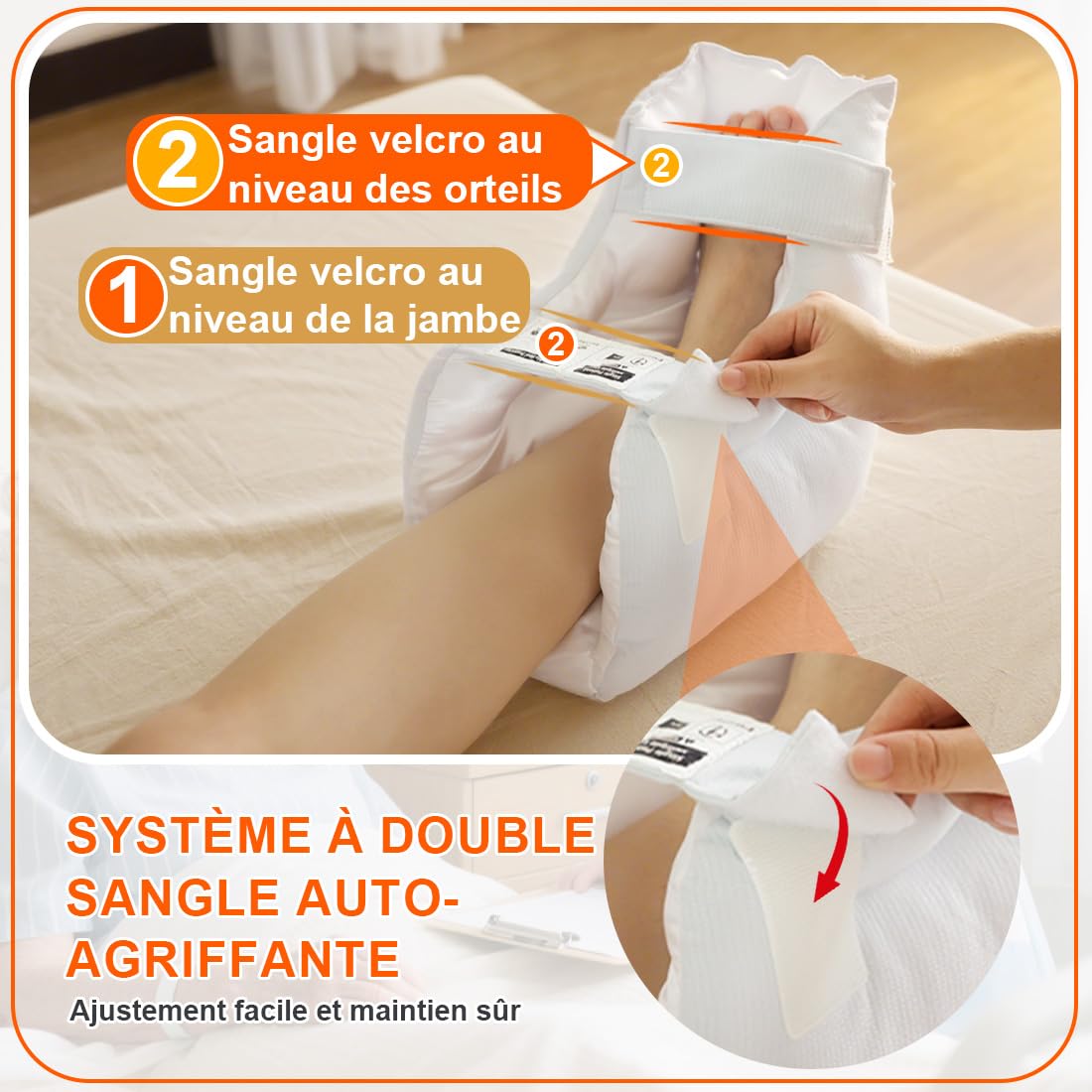 Protège-Talons avec Coussin Ouvert, Coussin de Pied Respirant avec Sangles Réglables pour Confort Quotidien et Maintien du Talon, Lot de 2