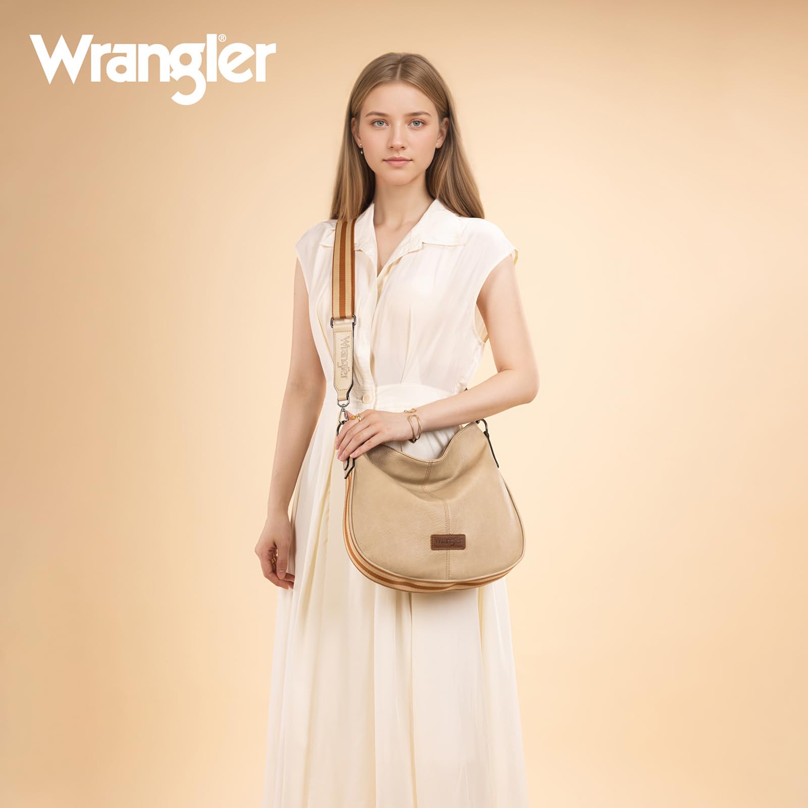 Wrangler Hobo Bags Large Crossbody Bag for Women Shoulder Purse Handbags with Adjustable Strap: *Khaki