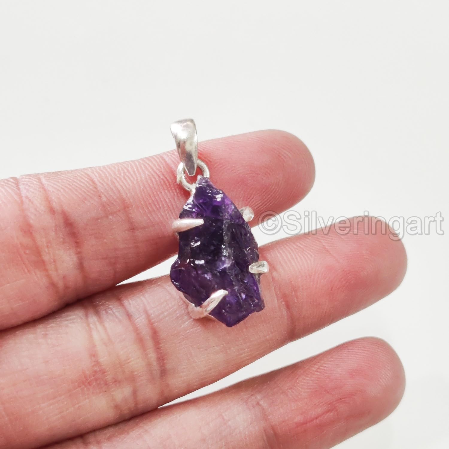Rough Amethyst Pendant, Natural Amethyst Pendant, February Birthstone, Womens Pendant Necklace, 925 Sterling Silver, Christmas, Thanksgiving, Mens Pendant, Handmade Jewelry, Raw Stone Pendant