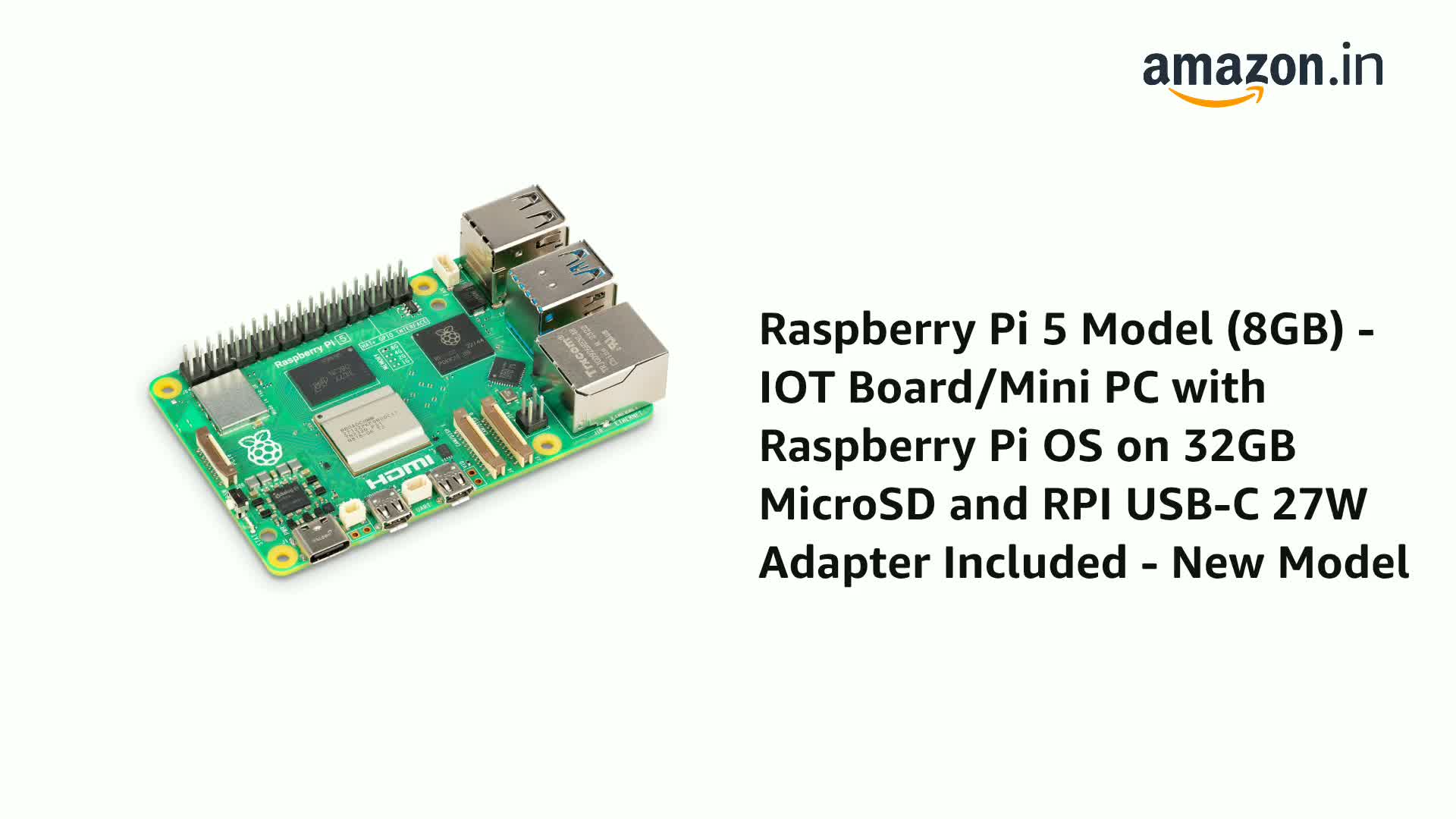 Raspberry Pi 5 Model (8GB) - IOT Board/Mini PC with