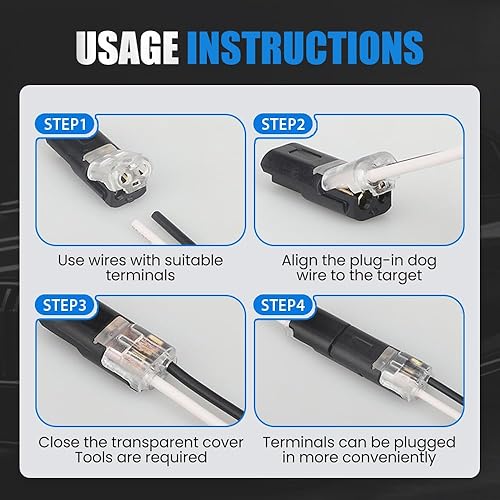 Miniatura 2 de Conector enchufable de doble cable, conectores de tira de luz LED, 2 pines, nuevo conector de cable de bajo voltaje con hebilla de bloqueo,
