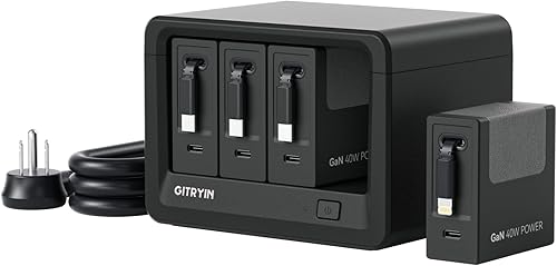 Miniatura 8 de Gitryin Estación de carga de escritorio 12 en 1 con 4 cargadores de pared retráctiles tipo C, regleta de alimentación USB-C de 40 W con enchufe