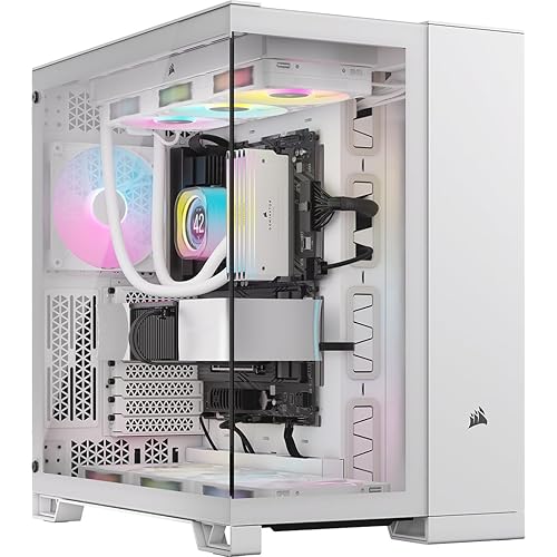 CORSAIR iCUE LINK 6500X RGB Mid-Tower ATX Dual Chamber PC Case – Panoramic Tempered Glass - Reverse Connection Motherboard Compatible -– 3x CORSAIR RX120 RGB Fans Included – White