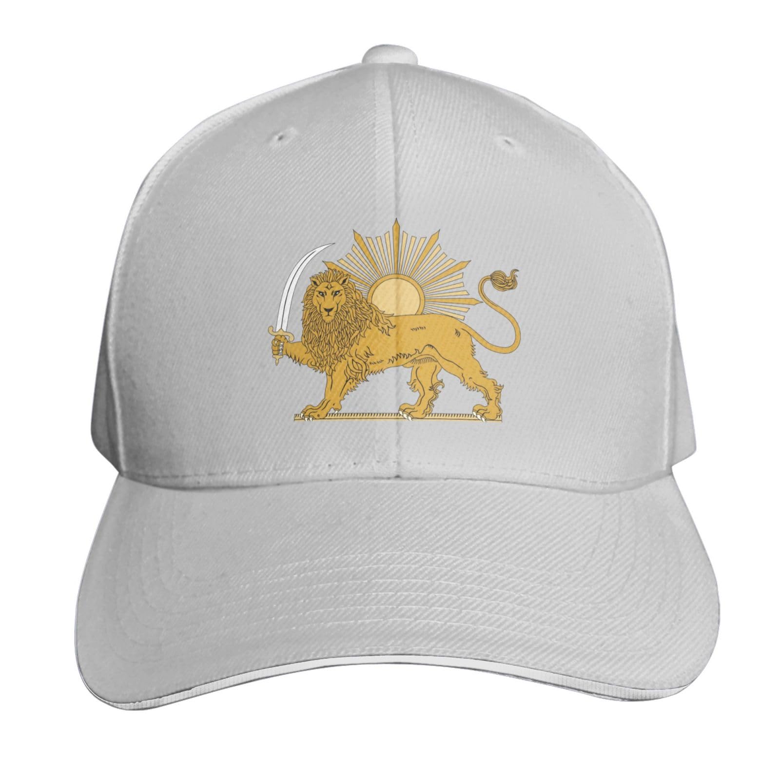Gqwjksz Unisex Gray Persian Flag Iranian Lion Sun And Crown Iran Persia Hat Cap Men Women Baseball Caps Adjustable Dad Hat Summer Sun Hats