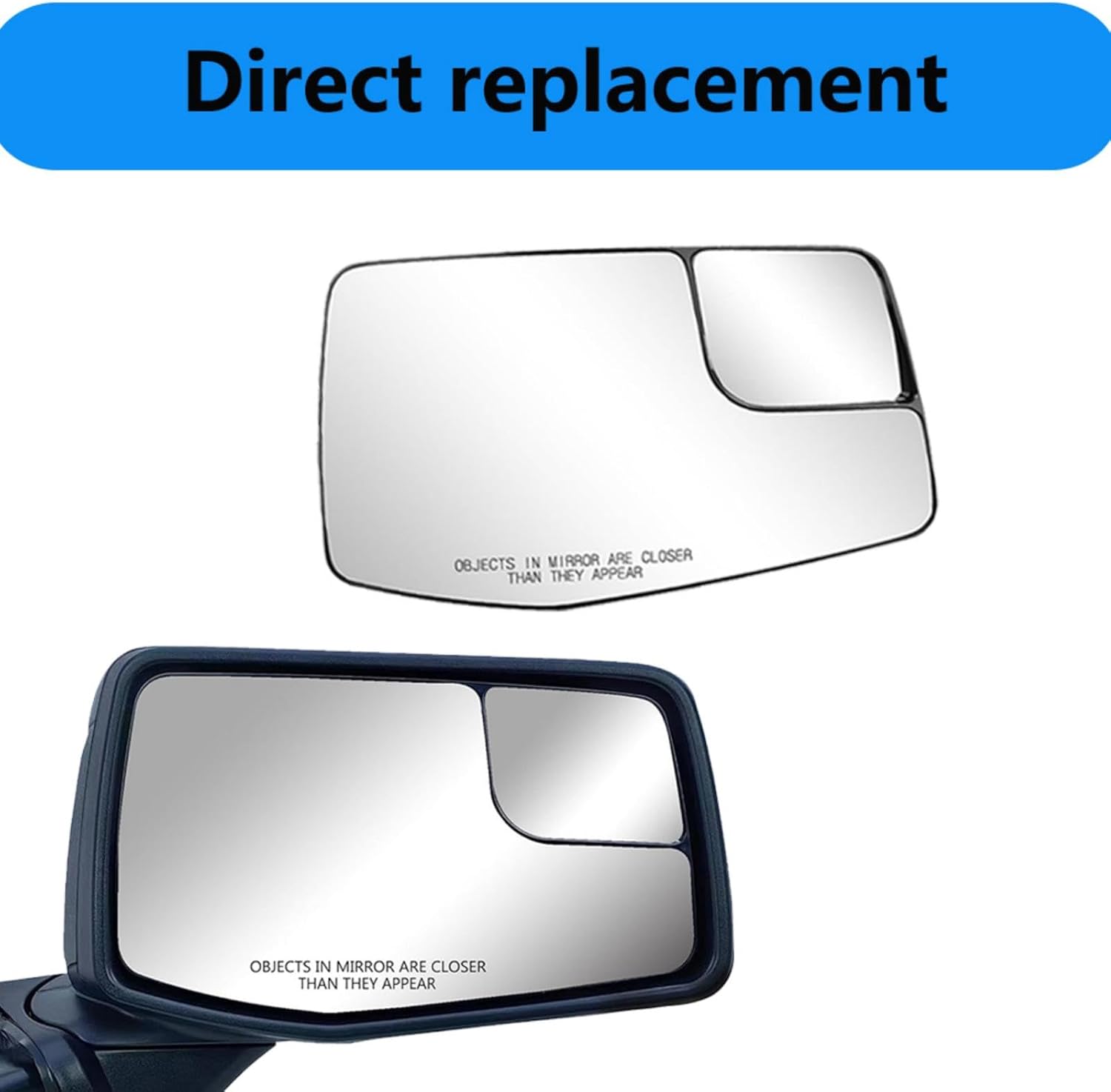 Passenger Side Heated Mirror Glass Compatible with 2019-2023 Chevy Silverado 1500/2500HD/3500HD GMC Sierra 1500/2500HD/3500HD, Rear View Right Convex Mirror for 84309709