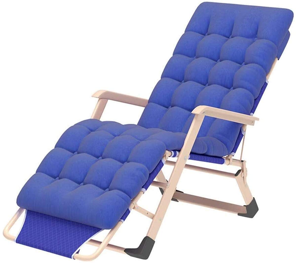 Chaises longues classiques Chaise longue/Zero Gravity Bleu, avec coussin en coton épais Chaise longue de lit pliante portable Chaise longue de balcon en tissu Oxford double, chaise longue The New