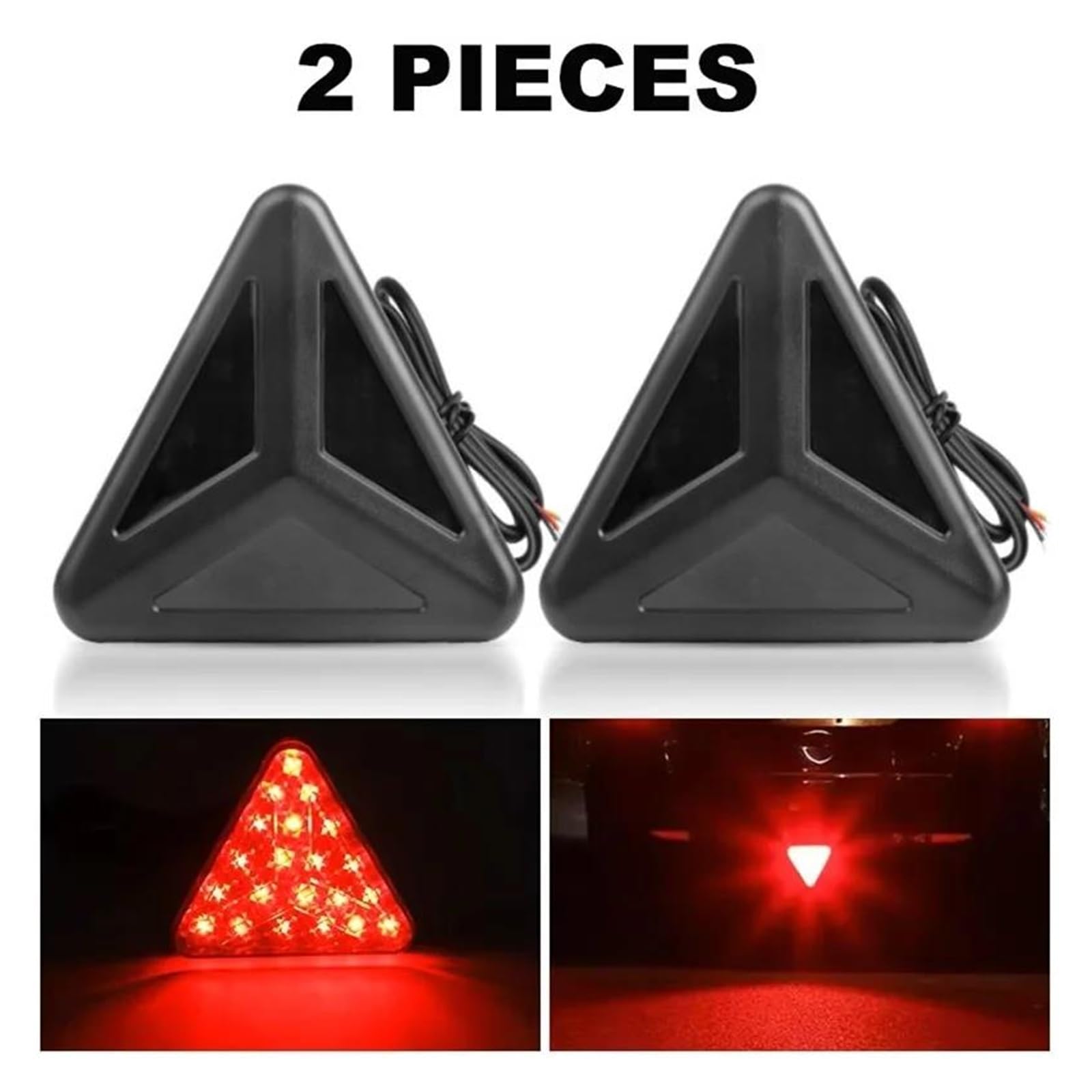 luce posteriore freno stop Fanale posteriore a triangolo da 12 V, a LED, lampeggiante, rosso, impermeabile, per moto(2pcs A style)