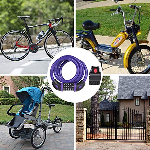 image for NDakter Bike Locks, 4 Feet Bike Lock Cable, High Security 5 Digit Rese