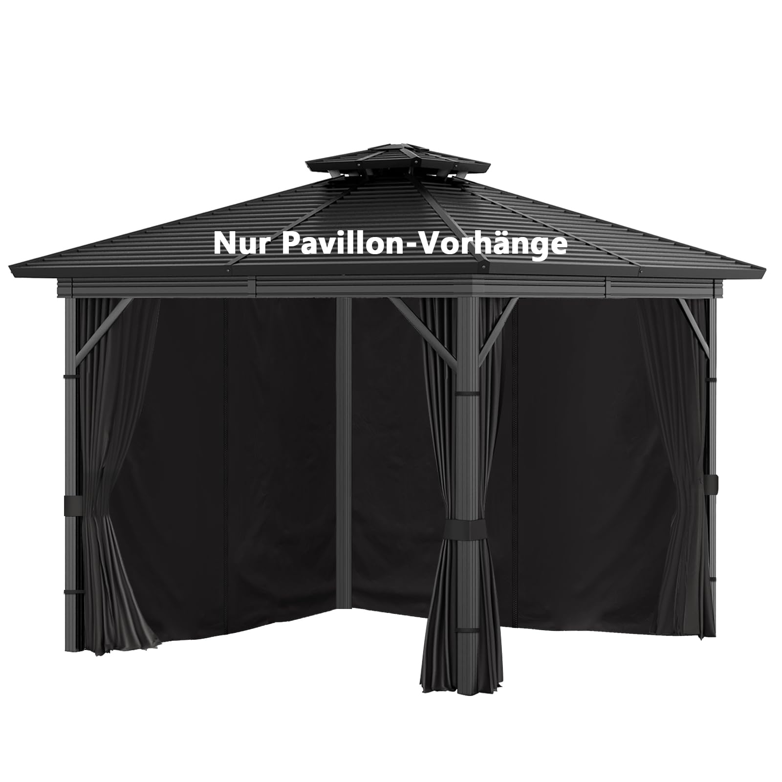 Inmeilifus 4 Seitenteile Pavillon 3x3m Wasserdicht Seitenwände UV Schutz (Schwarz)