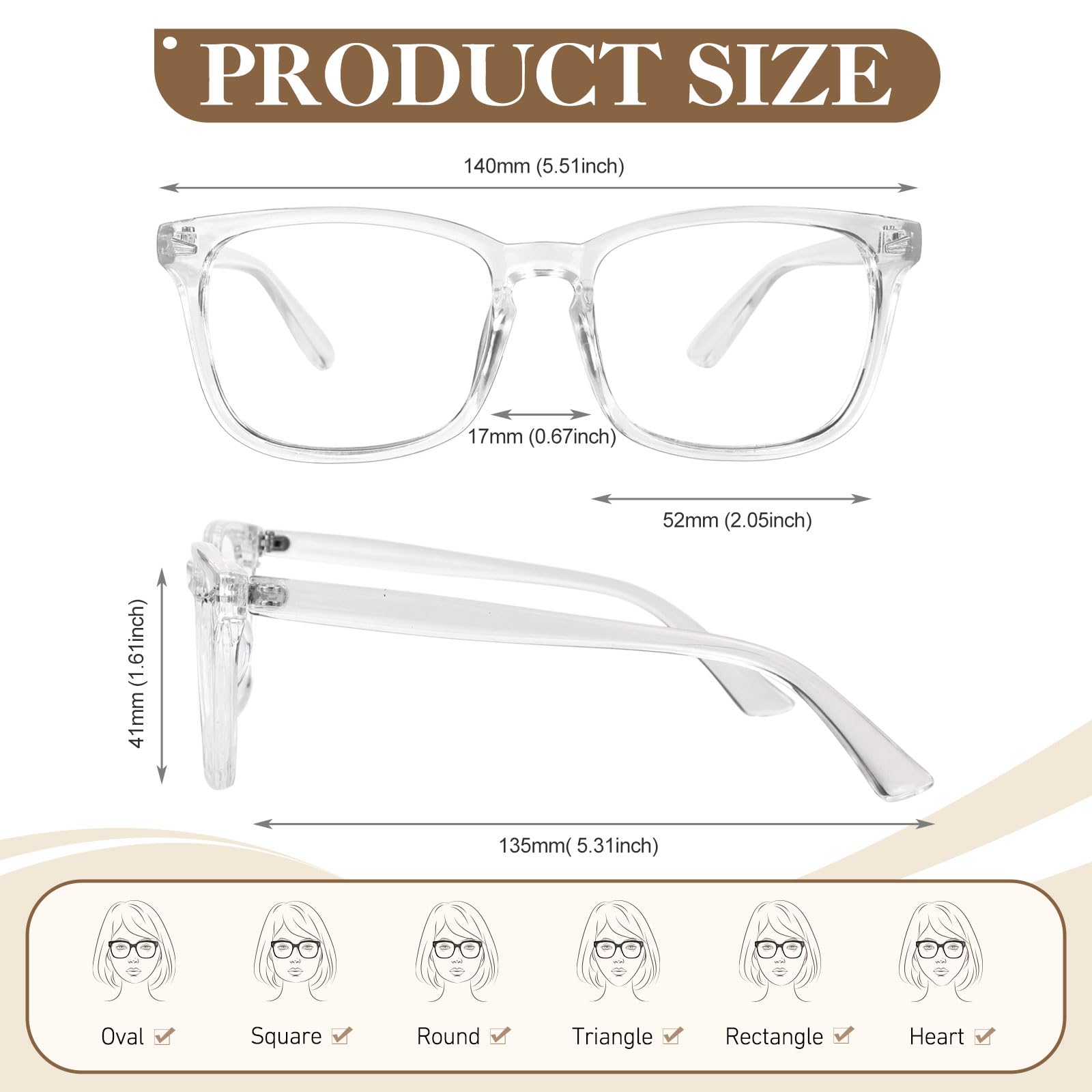 CGID CN81 Sztuczne okulary Kobiety Mężczyźni Duże Duże Duże Przezroczyste Soczewki Róg Rimmed Okulary 100% Ochrona UV400