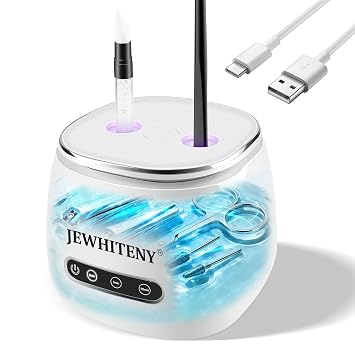 JEWHITENY 2 in 1 Rechargeable Nail Tool Cleaning Machine3 Timers Mode for Nail Drill Bits,Automatic U V Light & 45k Hz Deep Cleaner,Nail Art Brush, Nail Clipper, Jewelry Cleaning, Salon & Home Use