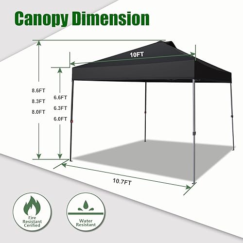 Miniatura 3 de Eurmax Smart - Toldo desplegable de 10 x 10pies para festivales al aire libre, portón trasero, eventos, tienda de artesanías toldo instantáneo con 1