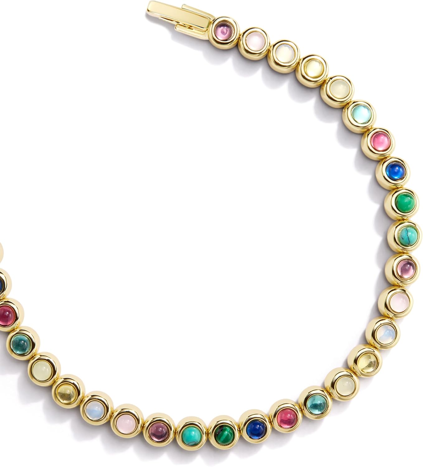 14K Gold Tennis Bracelet For Women, 3MM Turquoise&CZ Gemstone Bezel Tennis Bracelet, Gold Bracelets for Women, 6/6.75/7.15 Inch - Image 2