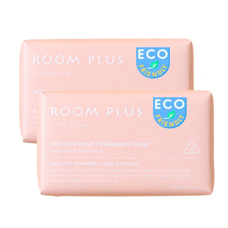YESUN Sabonete em barra floral com pó de noz, Rose, Pacote com 2, 397 g