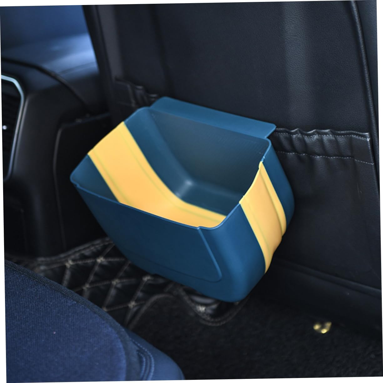 BLURISM 3L Foldable Hanging Trash Can for Cabinet Door,Kitchen Compost Bin, Wall-Mounted Plastic Garbage Can for Countertop or Under Sink, Bathroom and RV, Kitchen Bin (BLUE-YELLOW)