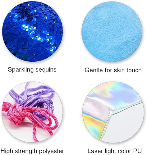 Miniatura 3 de Monedero de lentejuelas con cola de sirena para niños y niñas 6 unidades con brillantes colas de purpurina llaveros de cola de sirena 6 unidades