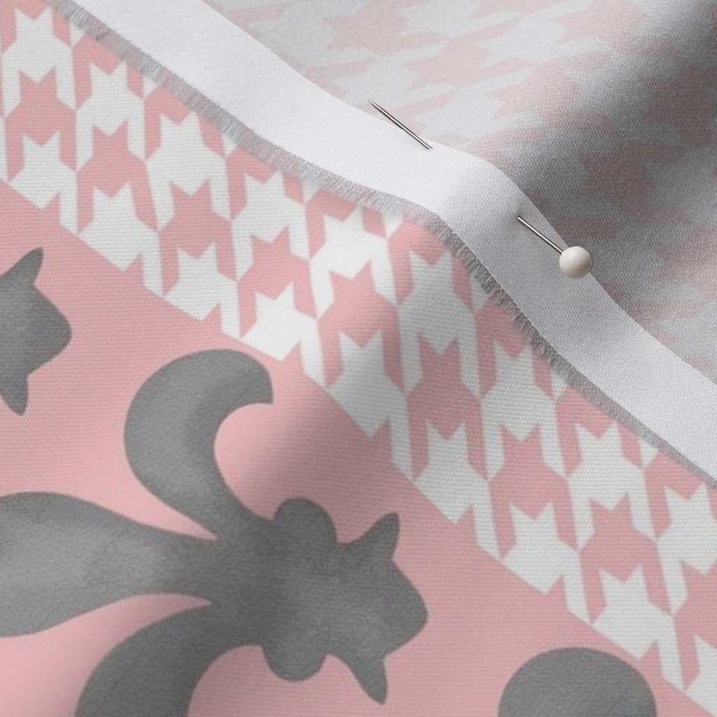 Spoonflower Fabric - Pink Paris French France Eiffel Tower Tour Fleur Fashion Dauphine Printed on Organic Cotton Sateen Fabric by The Yard - Sewing Quilting Apparel Home Decor