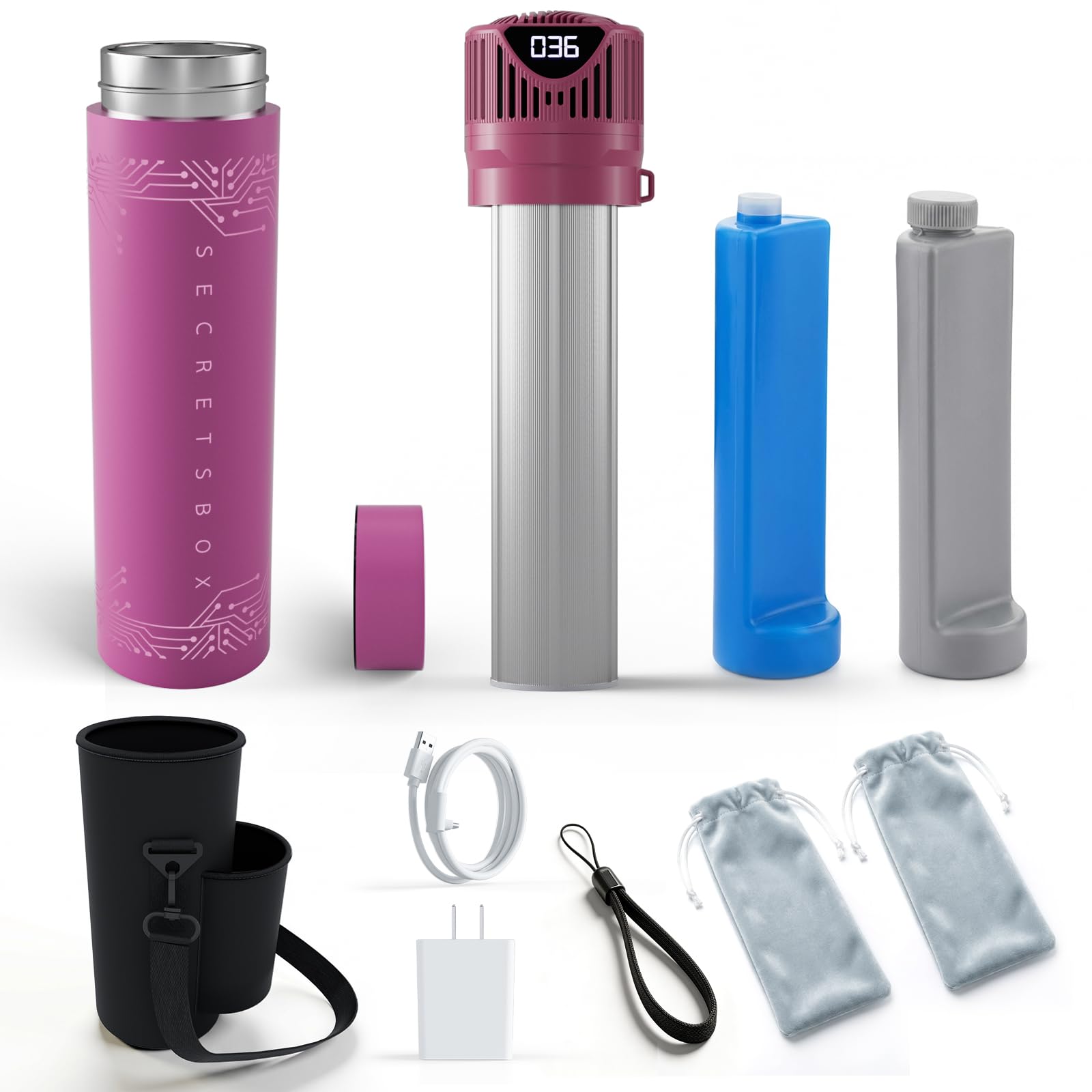 USB Nevera Insulina de Viaje 2-8 °C, 4 pluma Enfriador Portátil de Viaje para Medicamentos con bolsa de gel, mini refrigerador de insulina bolsas, magenta