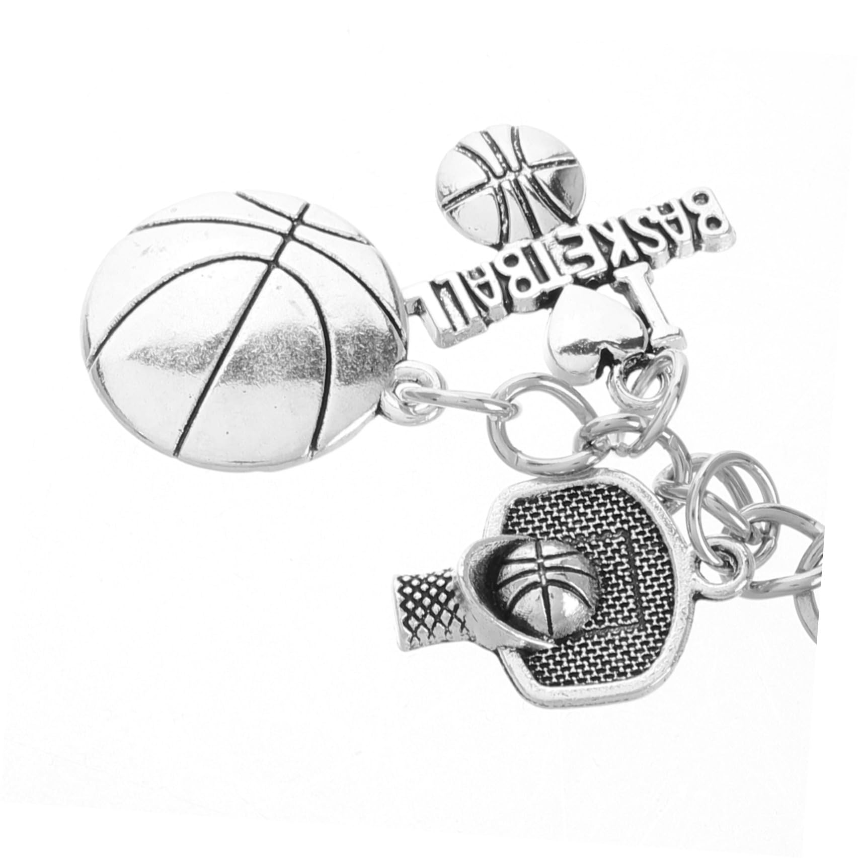 Healeved Portachiavi Basket in Lega di Zinco Argento Design Creativo e Finitura Lucida, Accessorio Elegante per Regali di Laurea e Appassionati di Basket