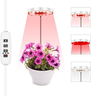 Grow Lights for Indoor Plants, Plant Light Grow Light Full Spectrum, Small Grow Lights with Timer 3/9/12H, 10 Dimmable Levels LED Plant Grow Light, 3 Light Modes Halo Grow Light for Home Office