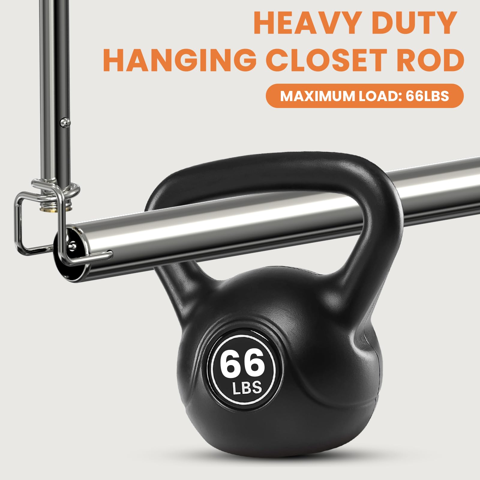 Hanging Closet Rod, Adjustable Height & Width Closet Rods for Hang ing Clothes-Closet Extender Rod Space-Maximizing Design Suitable for Hanging and Drying Clothes, Silver — view 6