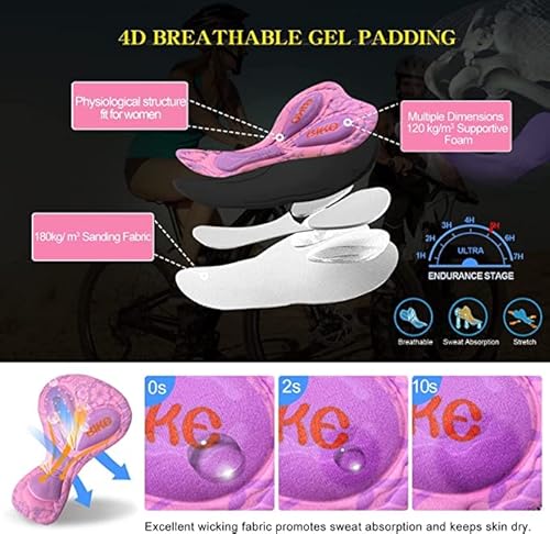 FEIXIANG Roupa íntima de ciclismo para mulheres, shorts de bicicleta acolchoados 4D shorts de ciclis