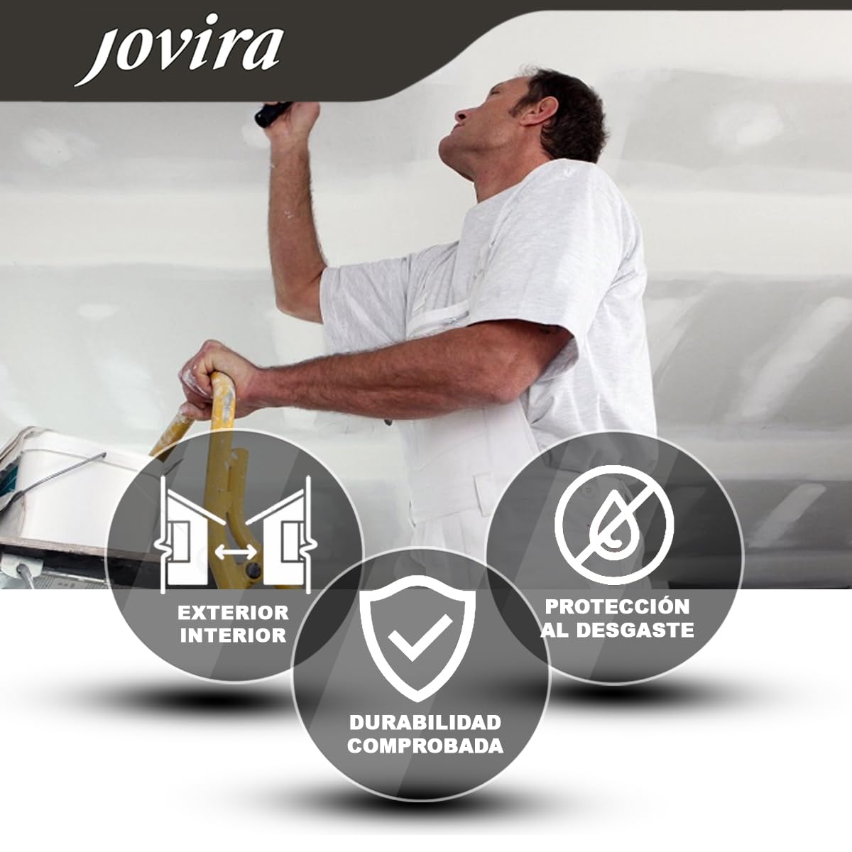 JOVIRA PINTURAS Pintura Paredes y Techos. Pintura mate indicada especialmente para paredes y techos. (2x4 Litros, Blanco) A-30