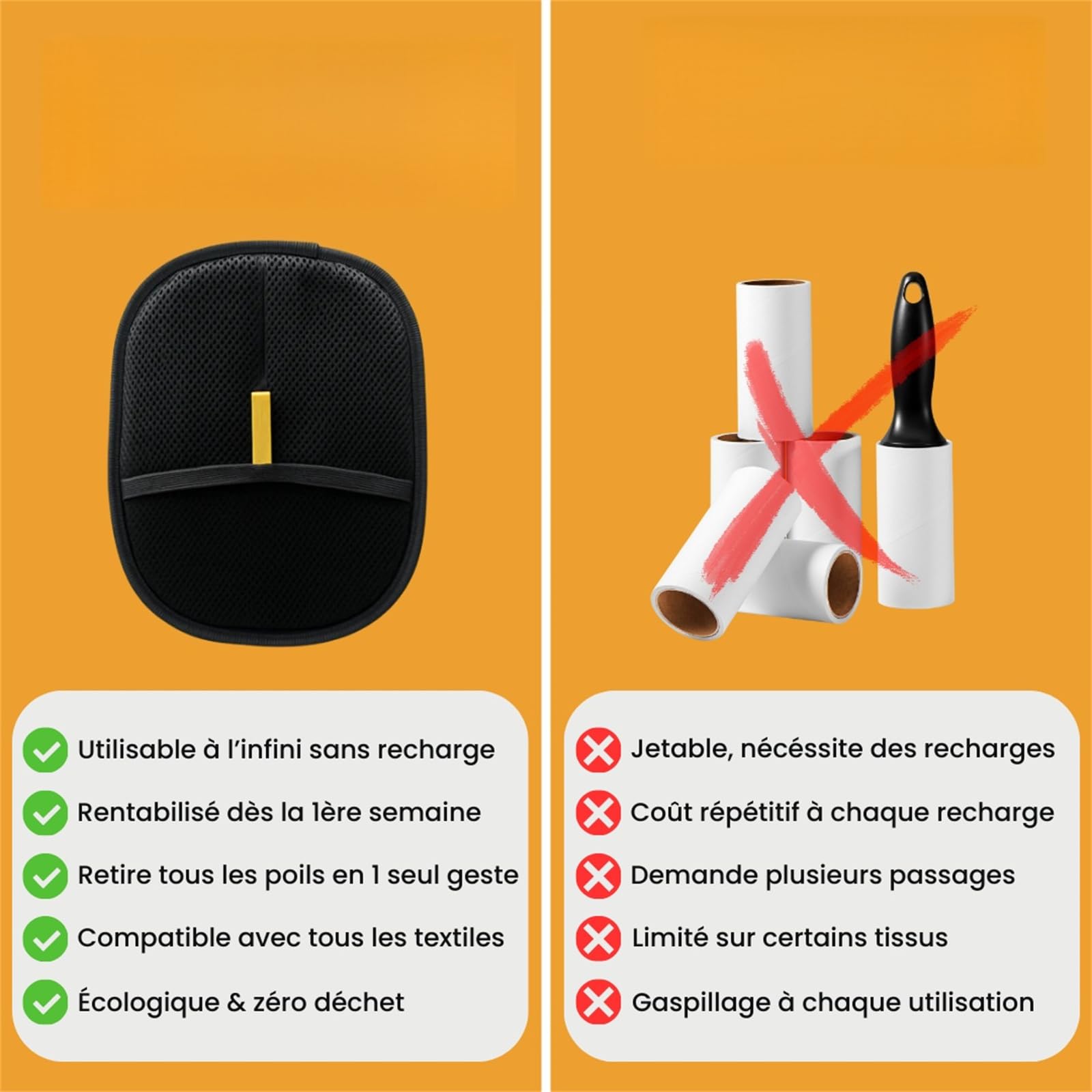 Pawlet Gant Anti-Poils Réutilisable & Écologique Double Face pour toilettage des Animaux, Gants de toilettage pour Nettoyer, peigner et coiffer Les Animaux