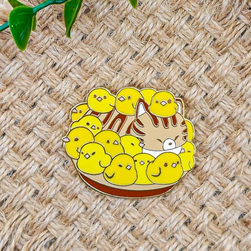 Image of Chickens Love Their Cat Mom - Animal World Series | Premium Enamel Pin - Statement Lapel Pin - Plated Badge for Clothing, Bags, Hats, Jackets, and Lanyards