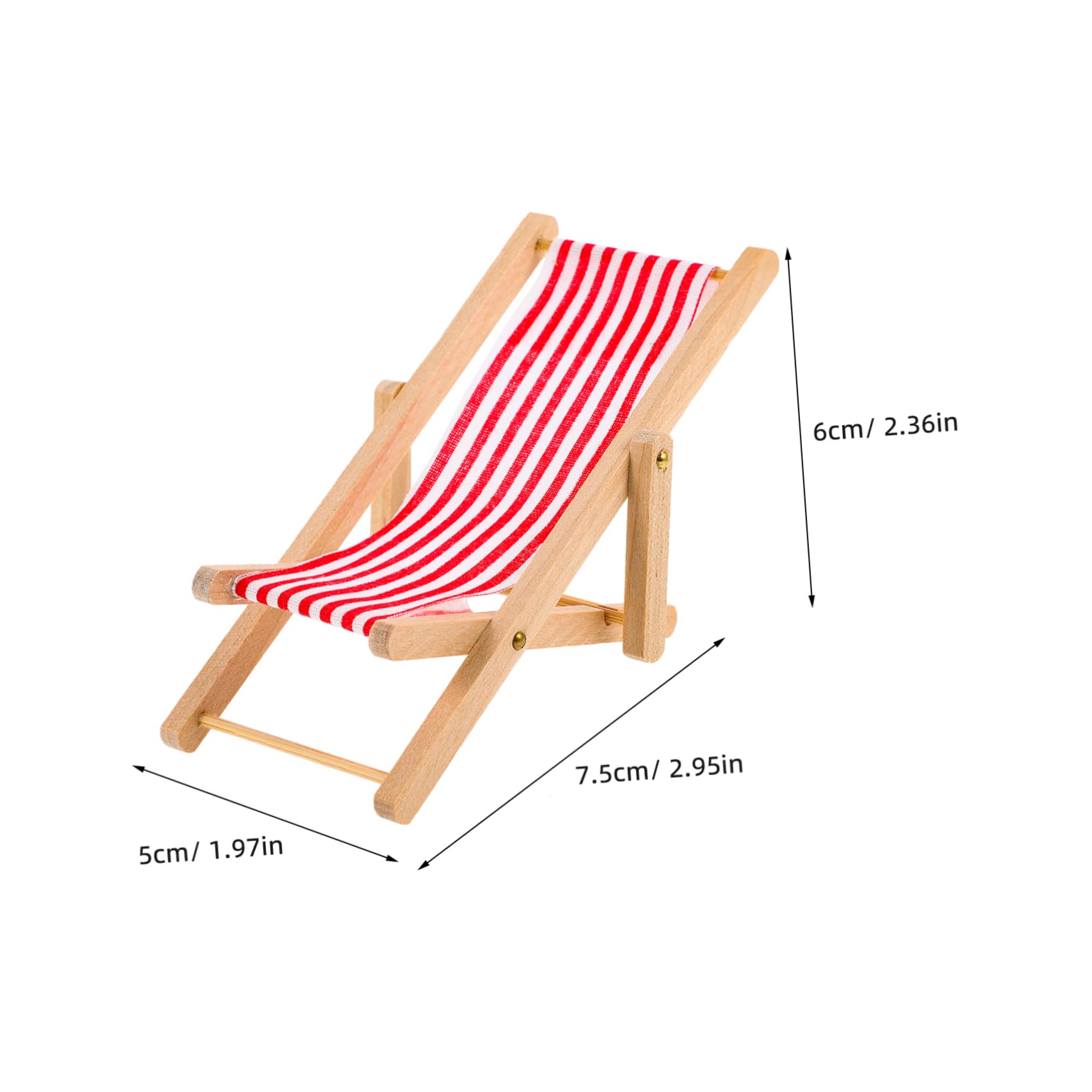 6 pièces Miniature Pliante Chaise de Plage Décorative pour Maison de Poupée Micro Paysage Transat Poupée Portable