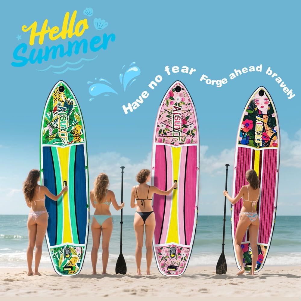 Inflatable Paddle Board for Adult, Paddle Board for All Skill Levels, Wide SUP Board with Primium Accessories Include SUP Carry Bag, Hand Pump& 10L Waterproof Bag